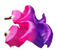 Real Silk Fabric Fans,1 Pair Handmade Women Belly Dancing, 180 * 90cm Long Perfect for Dance(Color 19,150x90cm Real Silk)