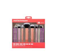 Real Techniques Blends Set, 10-Piece Makeup Brush Collection with Beauty Bag for Face and Eye, Use with Liquid, Cream, or Powder, Vegan, Cruelty-Free, Travel-Friendly, Easy to Clean