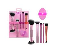 Real Techniques Big Blends Energy Brush + Puff - Kit 6 pezzi per applicare polvere, crema o liquido, strumenti viso per contorno, sfumatura e finish, vegano e cruelty-free