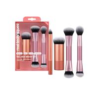 Real Techniques Full Beat Makeup Brush Set, 4 Piece Brush Kit for Foundation, Concealer, Blush, Contour, Highlight & Powder Blending, Travel Set, Soft UltraPlush Bristles, Cruelty-Free