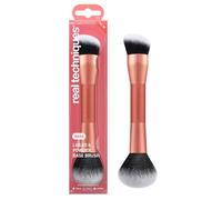 Real Techniques Liquid & Powder Base Brush, 1 Count | Base lisa con una brocha de maquillaje de doble extremo, brocha de base, cerdas sintéticas y maquillaje vegano