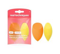 Real Techniques Miracle Complexion Sponge + Concealer Sponge Duo, Makeup Blending Sponges For Foundation & Concealer, Offers Light To Medium Coverage, Natural, Dewy Makeup, Latex-Free Foam 2 Count