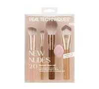 Real Techniques New Nudes Blurred Base Kit, 5 Piece Face Makeup Brush Set with Powder Puff, for Foundation, Concealer, Blush, Contour & Powder Blending, Soft Bristles, Cruelty-Free