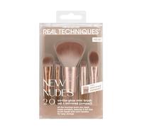 Real Techniques New Nudes On The Glow - Juego de 6 brochas con espejo compacto, juego de brochas de maquillaje de viaje para contorno, corrector, rubor y sombra de ojos, libre de crueldad animal