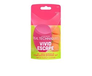 Real Techniques Vivid Escape Xl + Mini Miracle Complexion Sponge Case 4 Pcs