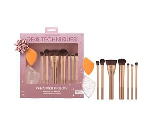Real Techniques Wrapped In Glow Brush + Sponge Kit, 9 Piece Limited Edition Gift Set