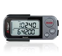 Realalt 3DTriSport Podómetro 3D con Clip y Correa, Incluye eBook, Memoria de 30 días, Distancia recorrida en Millas/km, Contador de calorías, Monitor de Tiempo de Ejercicio Diario - Gris.