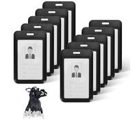 Realand 10 soportes deslizantes para tarjetas de identificación con cordón, funda rígida vertical para tarjetas de identificación con ventana transparente, funda protectora para tarjeta de oficina,