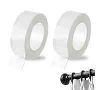 Realand 2 rollos de cinta deslizante para barra de cortina de 2 pulgadas de ancho x 32.8 pies, cinta deslizante suave y silenciosa, funda adhesiva transparente para barra de cortina de ducha