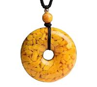 Realgar - Collar con colgante de dona de cinabrio, amuleto de Feng Shui para protección y prosperidad, joyería de piedra natural en cordón ajustable (20 mm)