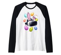 Realidad Virtual VR Jugador Videojuego Huevos Orejas De Conejito Lindo Camiseta Manga Raglan