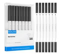Realike - Bolígrafos de doble punta negra compatibles con Cricut Maker 3/4/Explore 3/Air 2/Air Medium 1,0 punta fina 0,4 para dibujo, escritura, caligrafía