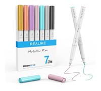 REALIKE Bolígrafos metálicos compatibles con Cricut Maker 3/4/Explore 3/Air 2/Air Metallic Marker 7 bolígrafos de punta media 1.0 para dibujar, colorear, escribir letras