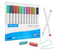 REALIKE Bolígrafos metálicos para Cricut Joy, juego de 12 marcadores multicolor para dibujar y colorear compatibles con Cricut Joy Machine (punta 1.0)