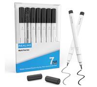 REALIKE Bolígrafos negros compatibles con Cricut Joy Xtra caligrafía brillo gel estilo 7 bolígrafos en diferentes puntas tamaño 0.4 punto de punta fina 1.0/2.0/2.5 punta de pincel para dibujar colores