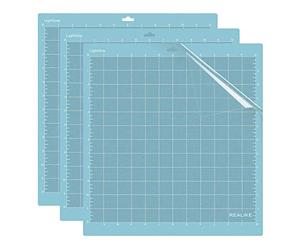 REALIKE luz Agarre Adhesivo Alfombrilla de Corte 3 uds 12X12” de Adherencia Cutting Mat para Todas las Máquinas Silhouette Cameo y Cricut