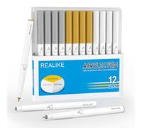 REALIKE Rotuladores de pintura acrílica para tela, roca, madera, lienzo, papel, piedra, cerámica, vidrio y suministros de arte, puntas medianas de 1,0 mm, color dorado, plateado y blanco