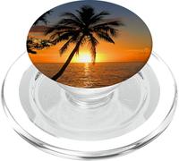 Realista Atardecer Océano Palmera Foto Tropical Amanecer PopSockets PopGrip para MagSafe