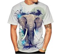 Realista Elefante Retrato Impresión 3D Camiseta Mujeres Hombres Manga Corta Verano Pullover Cuello Redondo Tops Cool Streetwear