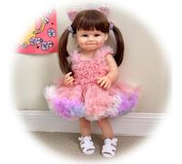 Realista Muñeca Reborn 22 Pulgadas Niña Muñecas de bebés recién Nacida Lavable Vinilo Silicona Hecha a Mano Ojo Abierto Baby Doll con Ropa, Juguete para niños 3+ años y colección