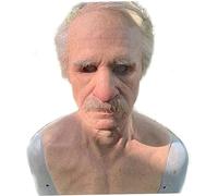 Realista Old Man Face Face Mask Decor Decor Mask Scary Full Heavy Full Wrinkle Cosplay, realista