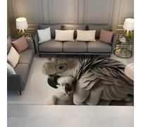 Realistic Alfombra 60x90cm Bird Close Up Print Alfombrilla Machine lavable Tapete for salon dormitorio African Grey Parrot estampado antideslizante Backing Fluffy pelo corto Home Decor Animal