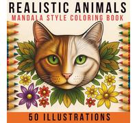 Realistic Animals: Mandala Style Coloring Book: 50 Illustrations for Stress Relief and Creativity