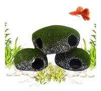 Realistic Aquatic Hideaway Stone Moss - Resin Fish Tank Shelter, Provides Shrimp Breeding Spots, Enhances Freshwater Aesthetics, Creates Natural Hiding Spaces, Safe Cichlid Grotto | for Betta