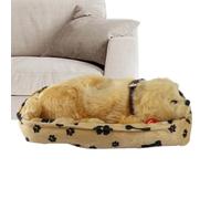 Realistic Breathing Stuffed Animal - Plush Puppy Toy with Sound,Sleeping Dog Compaanion Toy - for Adults Kids Beatime Sleep Time Travel Car Vacation Road Trip Daycaare Birthday Christmas Easter