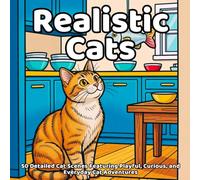 Realistic Cats coloring book: 50 Detailed Cat Scenes Featuring Playful, Curious, and Everyday Cat Adventures