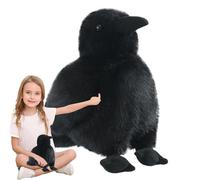 Realistic Crow Plush - Standing Raven Doll for Cute Room Decoration | Soft Plush Build, PP Cotton Filling, Animal Shape, Work Area Accent, Living Room Display, Kids Bedroom Toy, Game