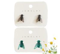 Realistic Fly Earrings, Funny House Fly Earrings Simulated, Very Abstract Personalized Funny Novelt Gift for Women Men (2 Pair mix)