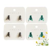 Realistic Fly Earrings, Funny House Fly Earrings Simulated, Very Abstract Personalized Funny Novelt Gift for Women Men (4 Pair mix)