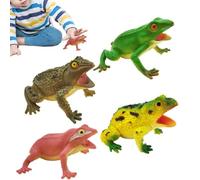 Realistic Frog - Soft Flexible 4 Pieces Set | Whistle Sound Animal Model Toy Doll Figurines | Educational Learning Science Project Props for Ages 3 Up Boys Girls Birthday Cake Decorat