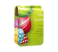 Realistic-Happy-Easter-Day-Background - Estuche portátil para pintalabios para viajes, mini caja de almacenamiento de lápiz labial con espejo para mujeres y mujeres, bolsa de cosméticos de cuero, Varios colores, 9.5x2x7 cm/3.7x0.8x2.7 in