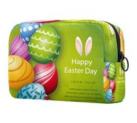 Realistic-Happy-Easter-Day-Background - Neceser de viaje para mujer, bolsa organizadora de maquillaje grande con cremallera, multicolor, 18.5x7.5x13cm/7.3x3x5.1in, Neceser