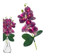 Realistic Orchid Flowers, 1.97inches 3 Stem Fake Flower, Artificial Bloom Arrangement for Long Lasting Home Decoration, Orchid Vase Decor, Floral Centerpiece for Home, Work Space Hotels, Wedding