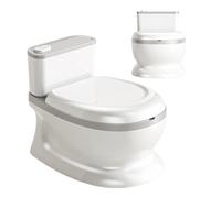 Realistisk Potträning - 38x28cm Barn Toalett | PP PVC Material Sits Med Spolknapp Avtagbar Behållare För Pojkar Flickor Toalettträning Badrum Vit Komfort