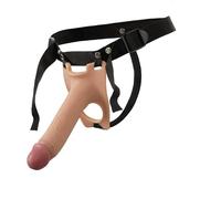 Realistixxx Strap-on Arnés con dildo hueco funda para pene para hombres 19,5 cm piel claro/negro