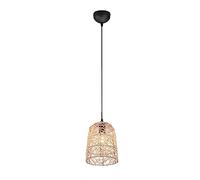 Reality, Colgante, Lovis 1xE27, max.40,0 W Metal, estera negra, Cuerpo: Malla de Rattan, natural Ø:19,0cm, A:150,0cm IP20,Sin bombilla,Regulable en altura