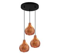 Reality, Colgante, Sprout 3xE14, max.40,0 W Malla de Rattan, natural, Cuerpo: Malla de Rattan, natural Ø:30,0cm, A:150,0cm IP20,Sin bombilla,Regulable en altura