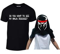 Reality Glitch Childrens Do You Want to See My Ninja Disguise Flip Camiseta Negro 9-11 Años