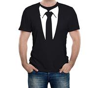 Reality Glitch Disfraz Divertido para Hombre con Corbata y Cuello, Camiseta novedosa (XL, Negro)