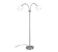 Reality - Lámpara de pie TOMMY R46332001, metal níquel mate, pantalla de tela blanca, exclusiva 2x E14