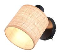 Reality Leuchten Aimee R81851736 - Lámpara de techo (metal negro mate, pantalla de rafia natural, no incluye 1 bombilla E27)