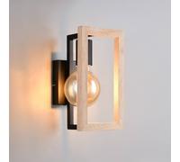 Reality Leuchten Aplique de pared Bano, madera/negro, altura 25 cm, metal, E27