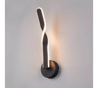Reality Leuchten Aplique de pared LED Ginko, negro mate, metal, altura 45,5 cm