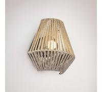 Reality Leuchten Aplique de pared LED recargable Lira, marrón, hilo de papel, táctil, alto 19 cm True