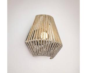 Reality Leuchten Aplique de pared LED recargable Lira, marrón, hilo de papel, táctil, alto 19 cm True