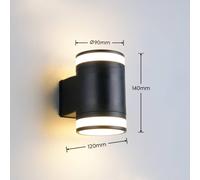 Reality Leuchten Aplique LED para exterior Cusco, negra, altura 14 cm, IP44 GX53-LED